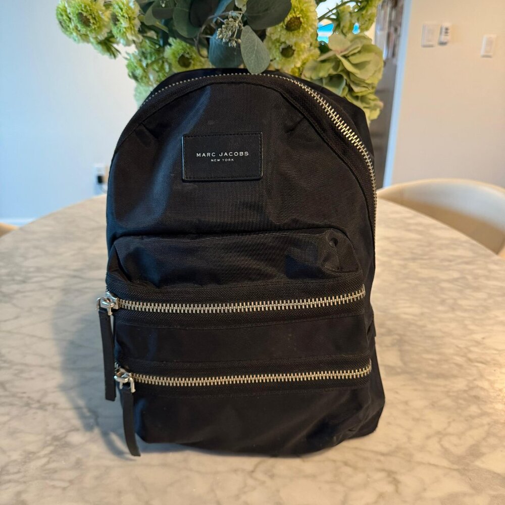 Marc Jacobs Black Nylon Backpack w/ Front Zip Pockets - Picture 5 of 6